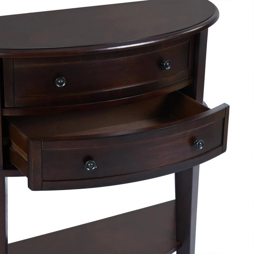 38.2 in. Wood Semicircle Console Table in Brown with Drawer Storage, Living Room Table with Solid Wood Frame by Aoibox 10 38.2 in. Wood Semicircle Console Table in Brown with Drawer Storage, Living Room Table with Solid Wood Frame by Aoibox - Image 10