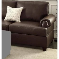 114 in. W Brown Rolled Arm 2-Piece Faux Leather L-shape Reversible Sectional Sofa with Nailhead in Brown Family by Aoibox 13 114 in. W Brown Rolled Arm 2-Piece Faux Leather L-shape Reversible Sectional Sofa with Nailhead in Brown Family by Aoibox -Homepop Sales brown aoibox sectional sofas snmx363 1f 1000