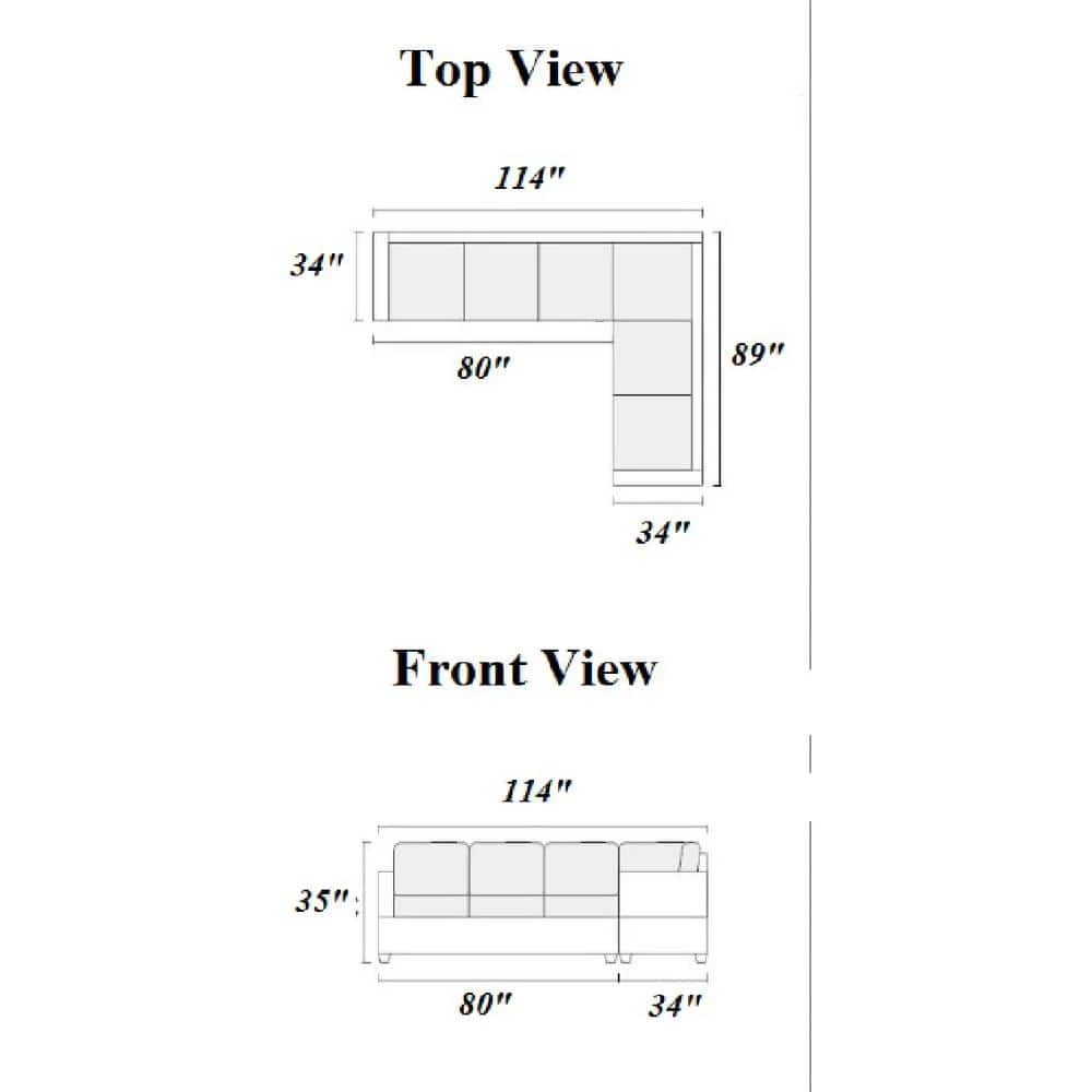 114 in. W Brown Rolled Arm 2-Piece Faux Leather L-shape Reversible Sectional Sofa with Nailhead in Brown Family by Aoibox 8 114 in. W Brown Rolled Arm 2-Piece Faux Leather L-shape Reversible Sectional Sofa with Nailhead in Brown Family by Aoibox - Image 8
