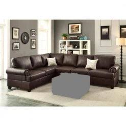 114 in. W Brown Rolled Arm 2-Piece Faux Leather L-shape Reversible Sectional Sofa with Nailhead in Brown Family by Aoibox 11 114 in. W Brown Rolled Arm 2-Piece Faux Leather L-shape Reversible Sectional Sofa with Nailhead in Brown Family by Aoibox -Homepop Sales brown aoibox sectional sofas snmx363 c3 1000