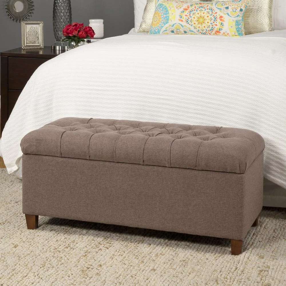 Brown Tufted Storage Bench by Homepop 4 Brown Tufted Storage Bench by Homepop - Image 4