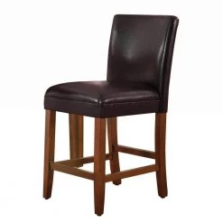 Luxury Brown Faux Leather 24 in. Counter Height barstool by Homepop 8 Luxury Brown Faux Leather 24 in. Counter Height barstool by Homepop -Homepop Sales brown light cherry homepop bar stools k1401 24 e074 77 1000