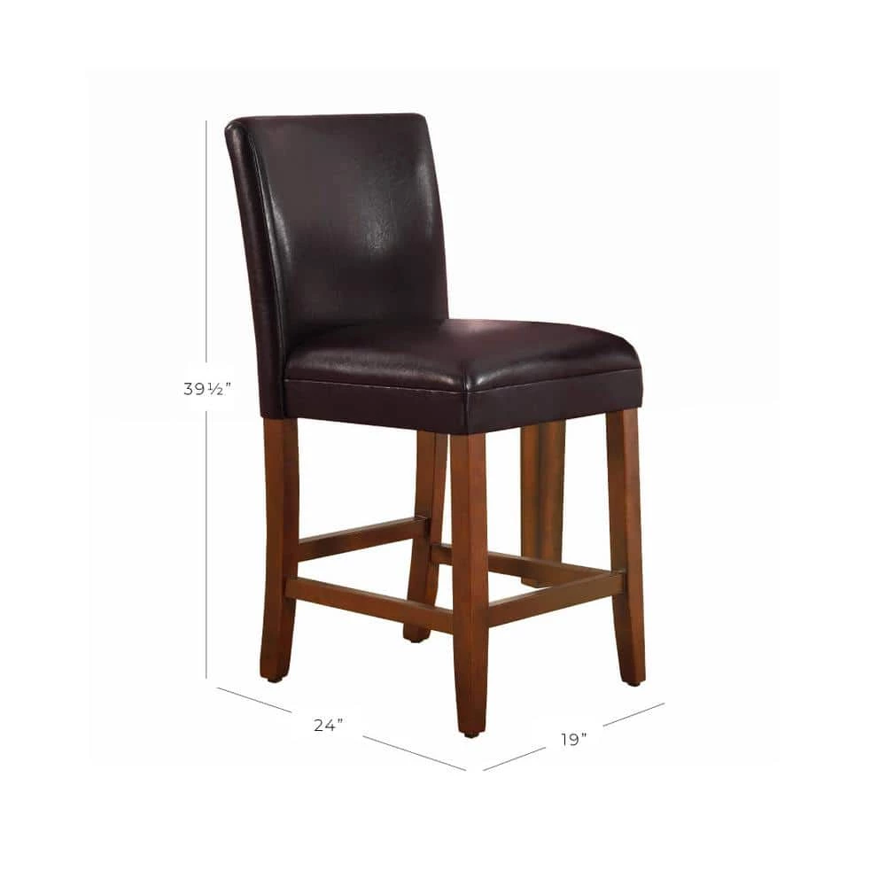 Luxury Brown Faux Leather 24 in. Counter Height barstool by Homepop 4 Luxury Brown Faux Leather 24 in. Counter Height barstool by Homepop - Image 4