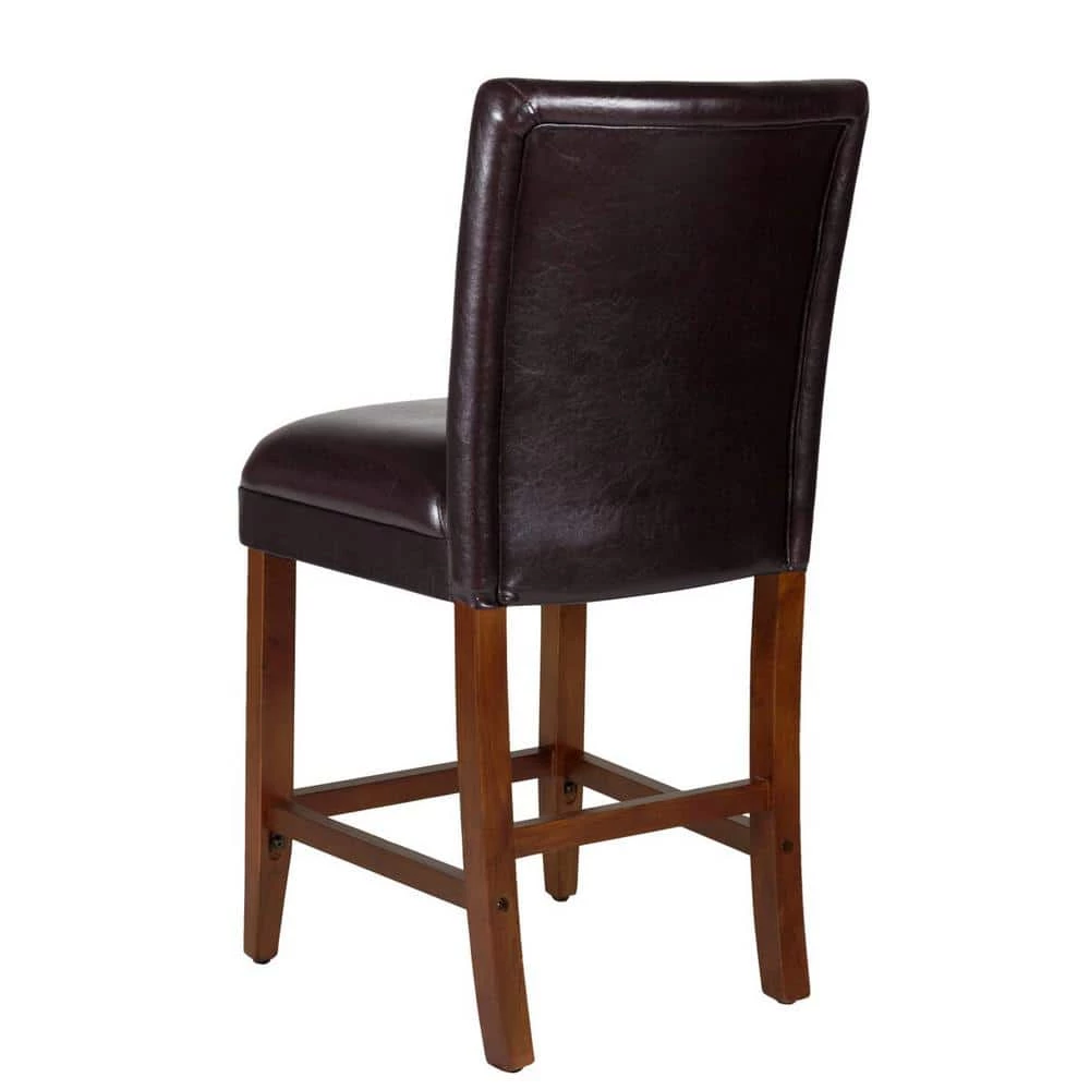 Luxury Brown Faux Leather 24 in. Counter Height barstool by Homepop 2 Luxury Brown Faux Leather 24 in. Counter Height barstool by Homepop - Image 2