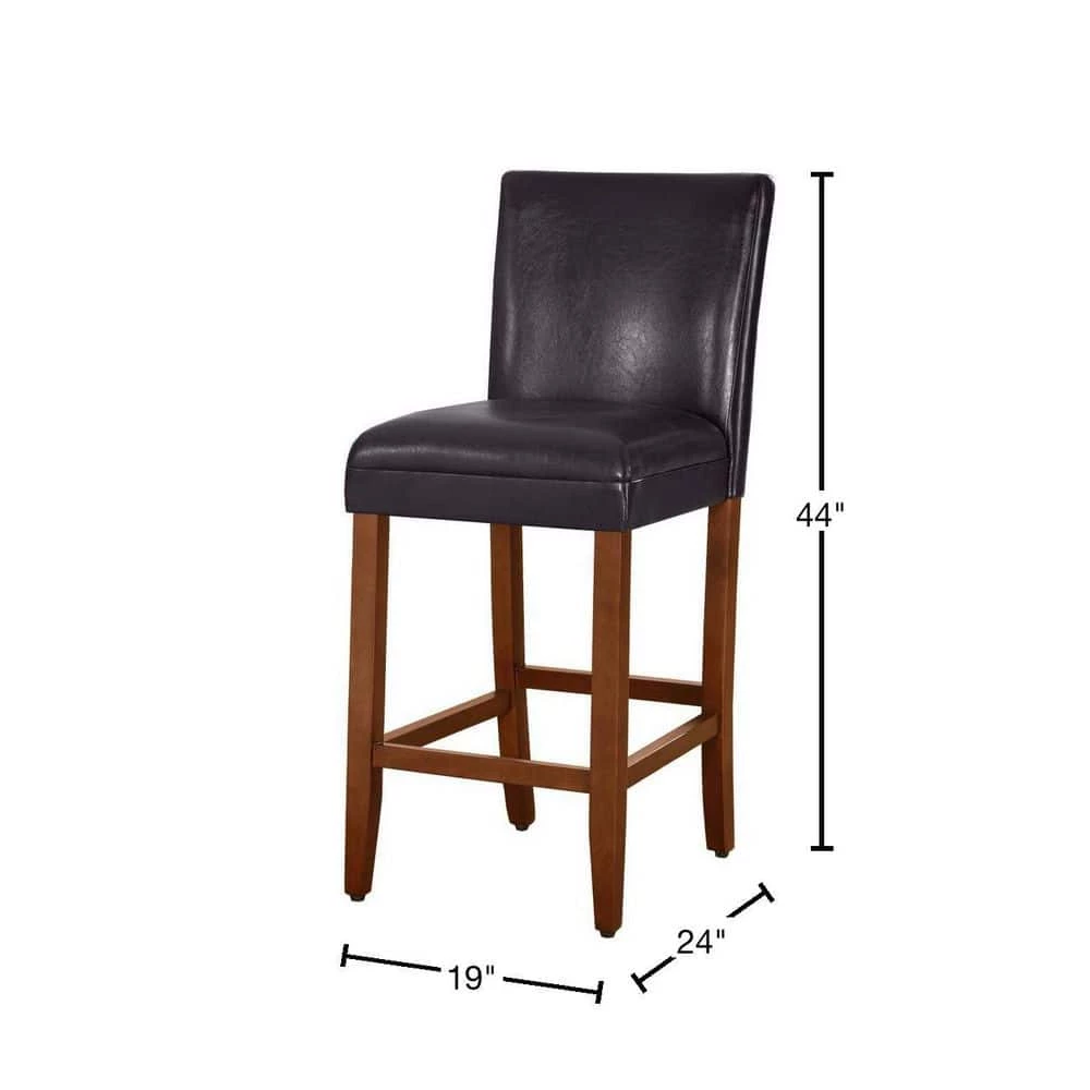 Luxury Brown Faux Leather 29 in. Bar Height Barstool by Homepop 3 Luxury Brown Faux Leather 29 in. Bar Height Barstool by Homepop - Image 3