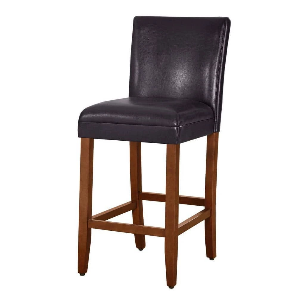 Luxury Brown Faux Leather 29 in. Bar Height Barstool by Homepop 1 Luxury Brown Faux Leather 29 in. Bar Height Barstool by Homepop