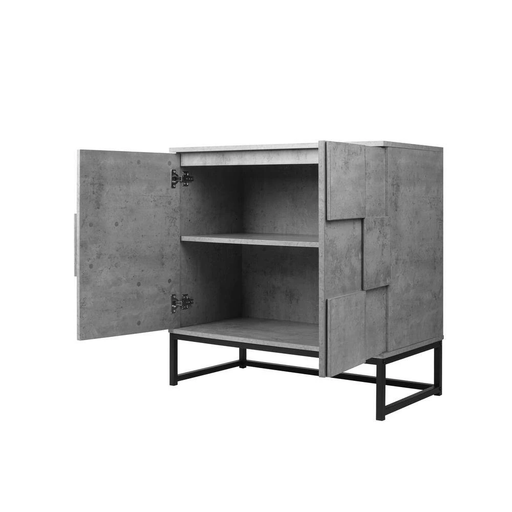 31.5 in. L x 15.75 in. D x 31.5 in. H Particle Board 2-Door Console Table Sideboard Cabinet, Cement Grey by Aoibox 4 31.5 in. L x 15.75 in. D x 31.5 in. H Particle Board 2-Door Console Table Sideboard Cabinet, Cement Grey by Aoibox - Image 4