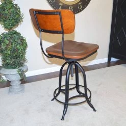Mason 38.25 in. H Chestnut with Black Metal Frame with Backrest Adjustable Stool by Carolina Cottage 8 Mason 38.25 in. H Chestnut with Black Metal Frame with Backrest Adjustable Stool by Carolina Cottage -Homepop Sales chestnut black carolina cottage bar stools 1624wbchetbk 66 1000