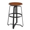 Smythson 24 in. to 30 in. Adjustable Chestnut and Black Stool by Carolina Cottage