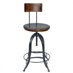 Ryder Adjustable Height Black and Chestnut Bar Stool by Carolina Cottage