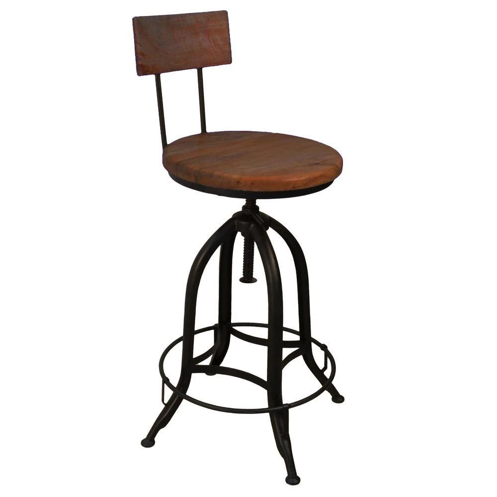 Ryder Adjustable Height Black and Chestnut Bar Stool by Carolina Cottage 2 Ryder Adjustable Height Black and Chestnut Bar Stool by Carolina Cottage - Image 2
