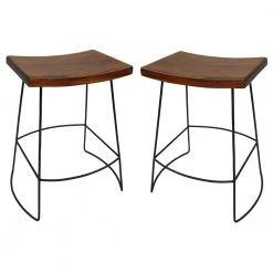 Reece 24 in. Black and Chestnut Bar Stool (Set of 2) by Carolina Cottage