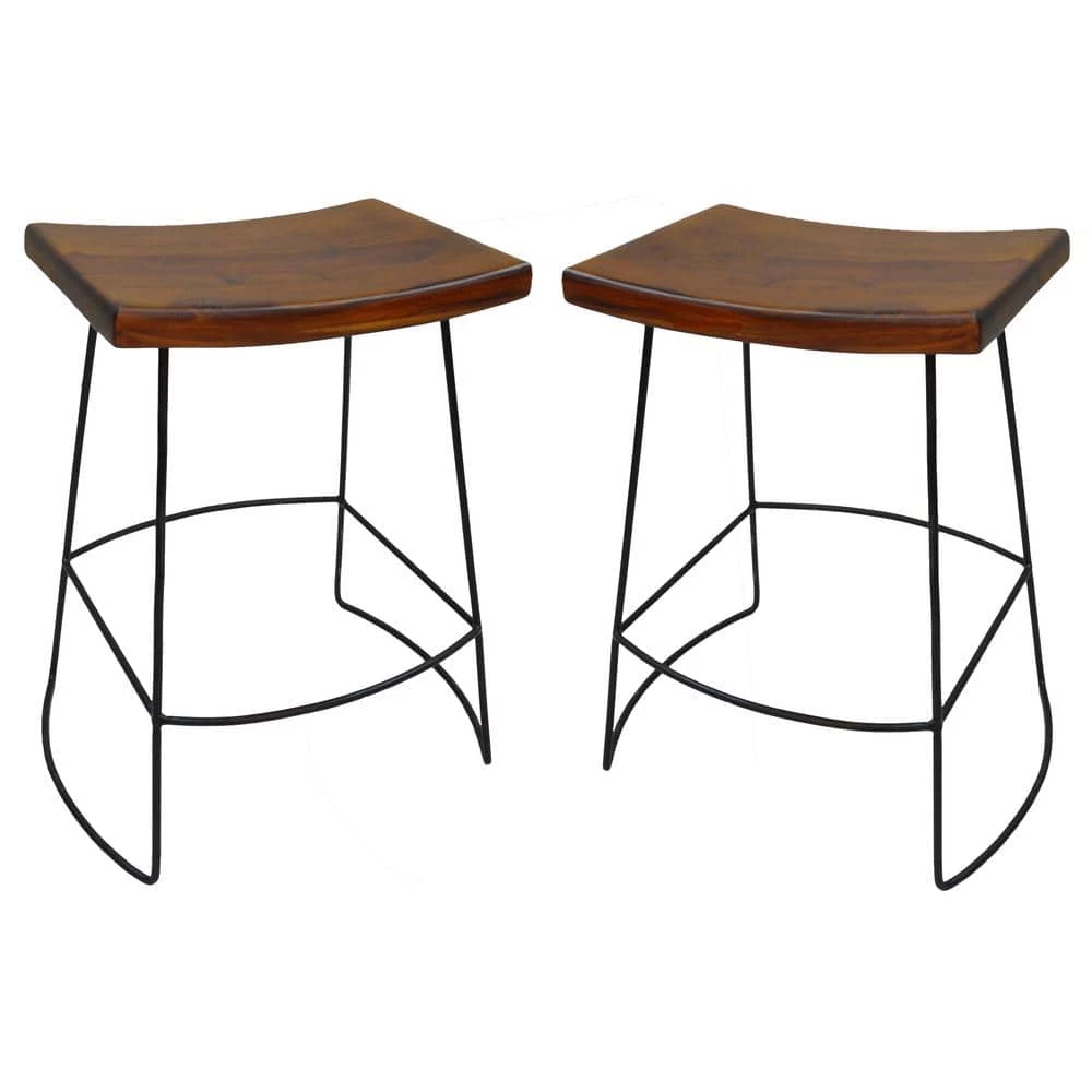 Reece 24 in. Black and Chestnut Bar Stool (Set of 2) by Carolina Cottage 1 Reece 24 in. Black and Chestnut Bar Stool (Set of 2) by Carolina Cottage