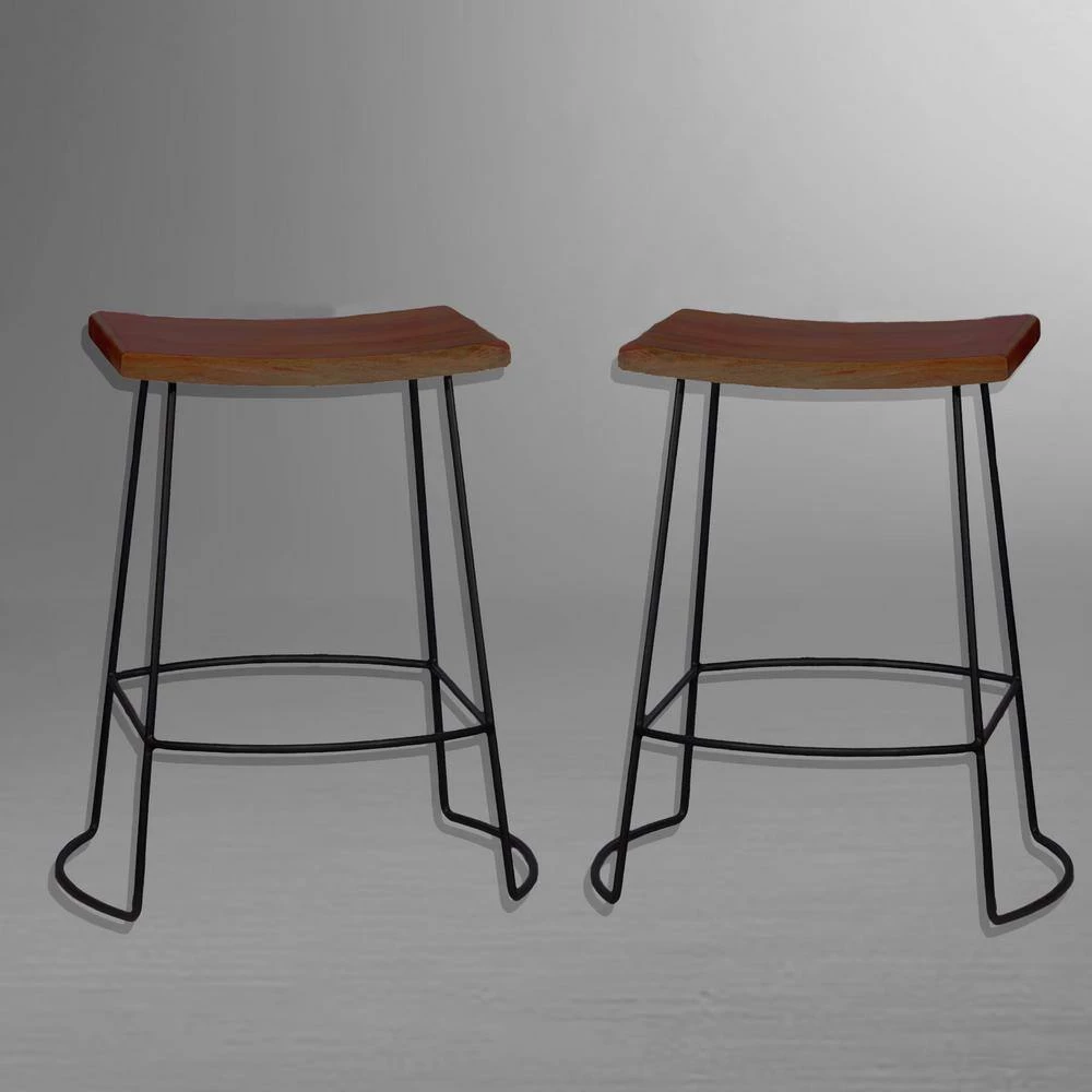 Reece 24 in. Black and Chestnut Bar Stool (Set of 2) by Carolina Cottage 2 Reece 24 in. Black and Chestnut Bar Stool (Set of 2) by Carolina Cottage - Image 2