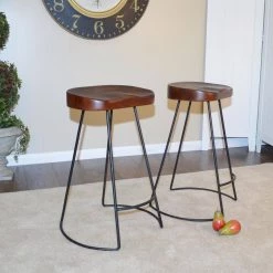 Saga 25 in. Chestnut Counter Stool (Set of 2) by Carolina Cottage -Homepop Sales chestnut black carolina cottage bar stools cf2411chetbk 31 1000