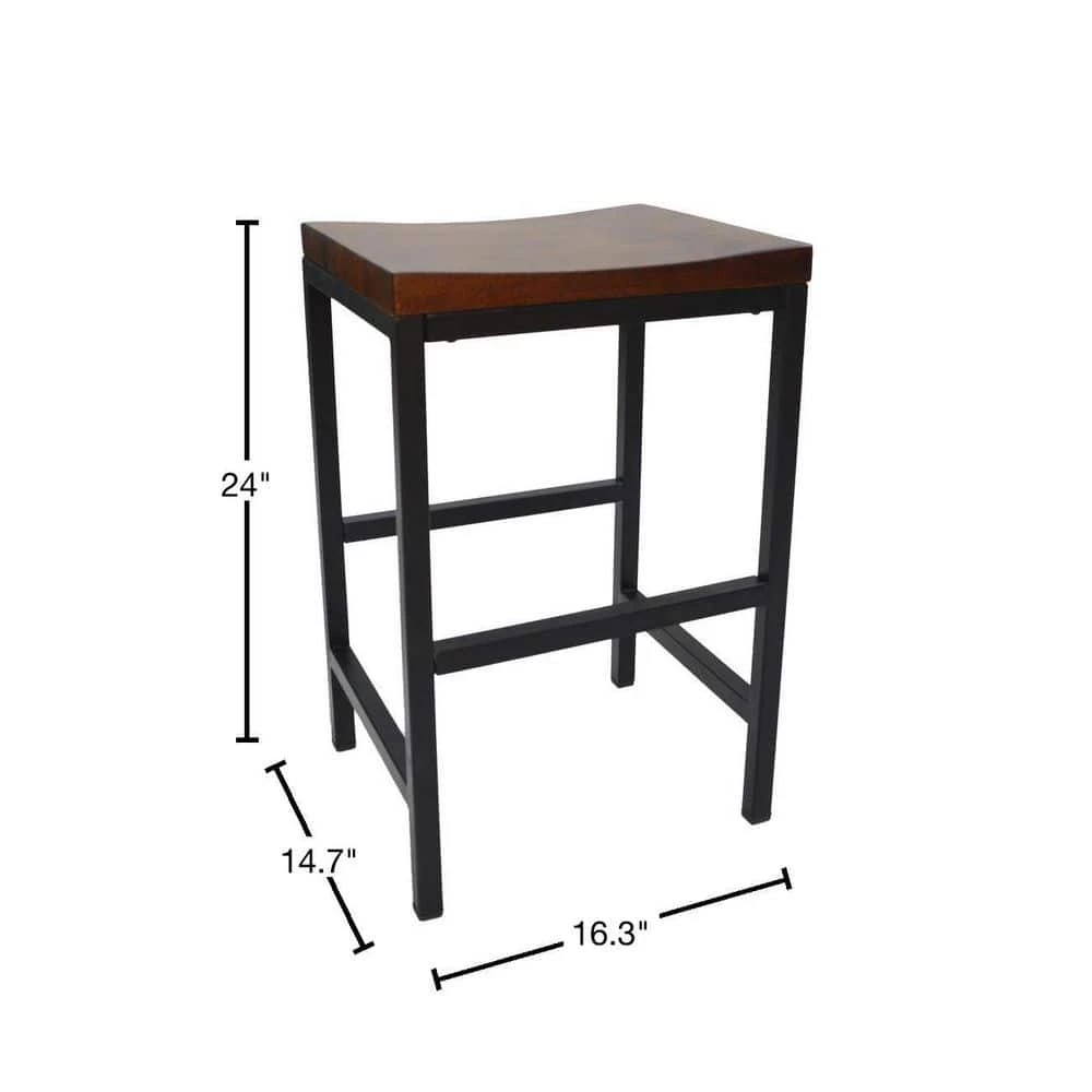 Aileen 24 in. Black and Chestnut Bar Stool by Carolina Cottage 3 Aileen 24 in. Black and Chestnut Bar Stool by Carolina Cottage - Image 3