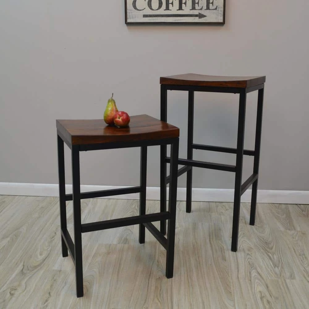 Aileen 24 in. Black and Chestnut Bar Stool by Carolina Cottage 2 Aileen 24 in. Black and Chestnut Bar Stool by Carolina Cottage - Image 2