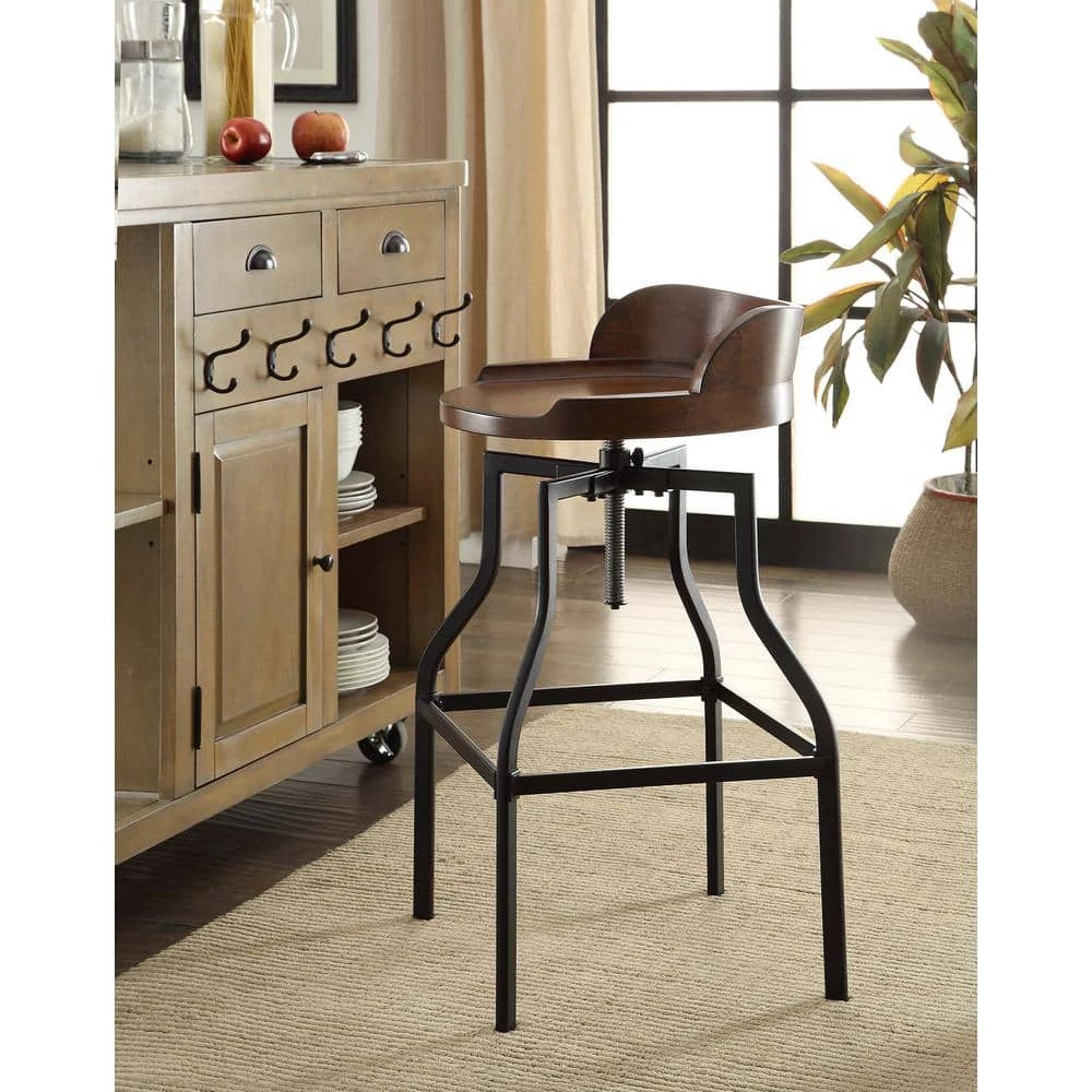 Maris 24 in. to 30.5 in. Chestnut and Black Adjustable Stool by Carolina Cottage 4 Maris 24 in. to 30.5 in. Chestnut and Black Adjustable Stool by Carolina Cottage - Image 4