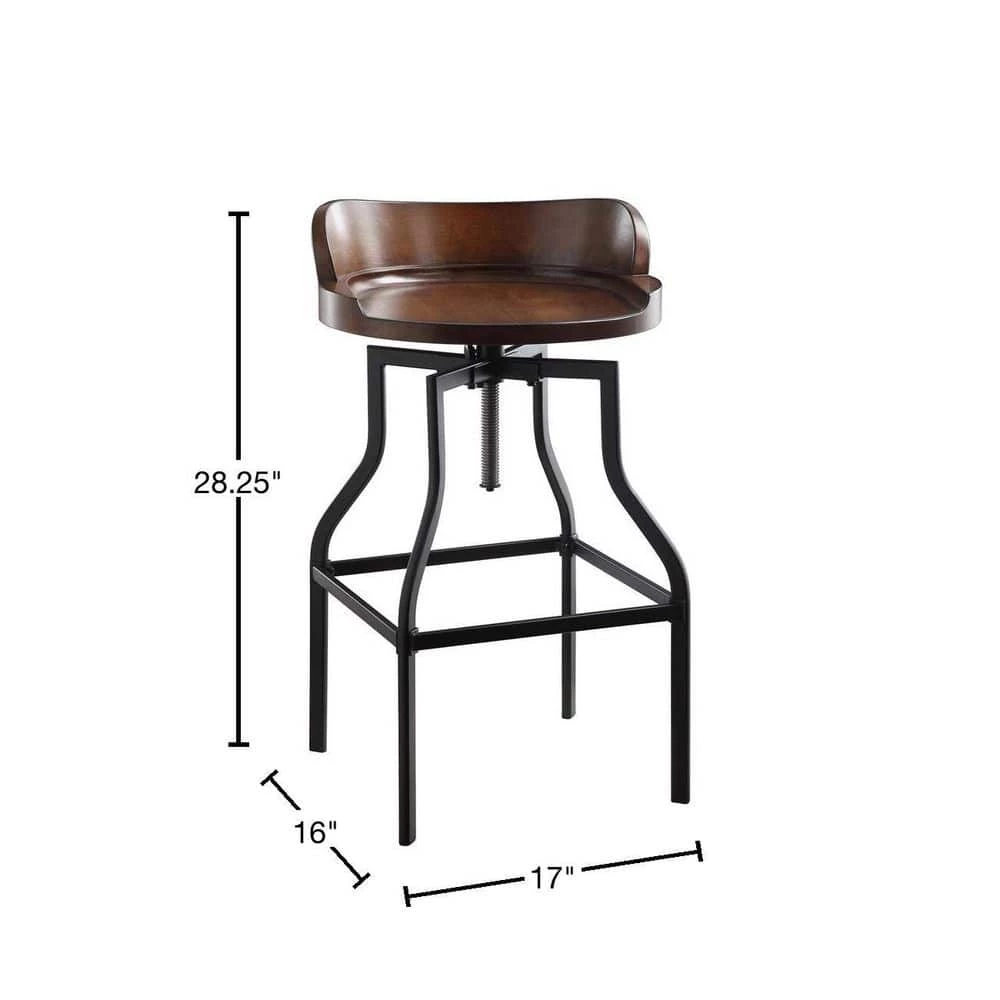 Maris 24 in. to 30.5 in. Chestnut and Black Adjustable Stool by Carolina Cottage 3 Maris 24 in. to 30.5 in. Chestnut and Black Adjustable Stool by Carolina Cottage - Image 3