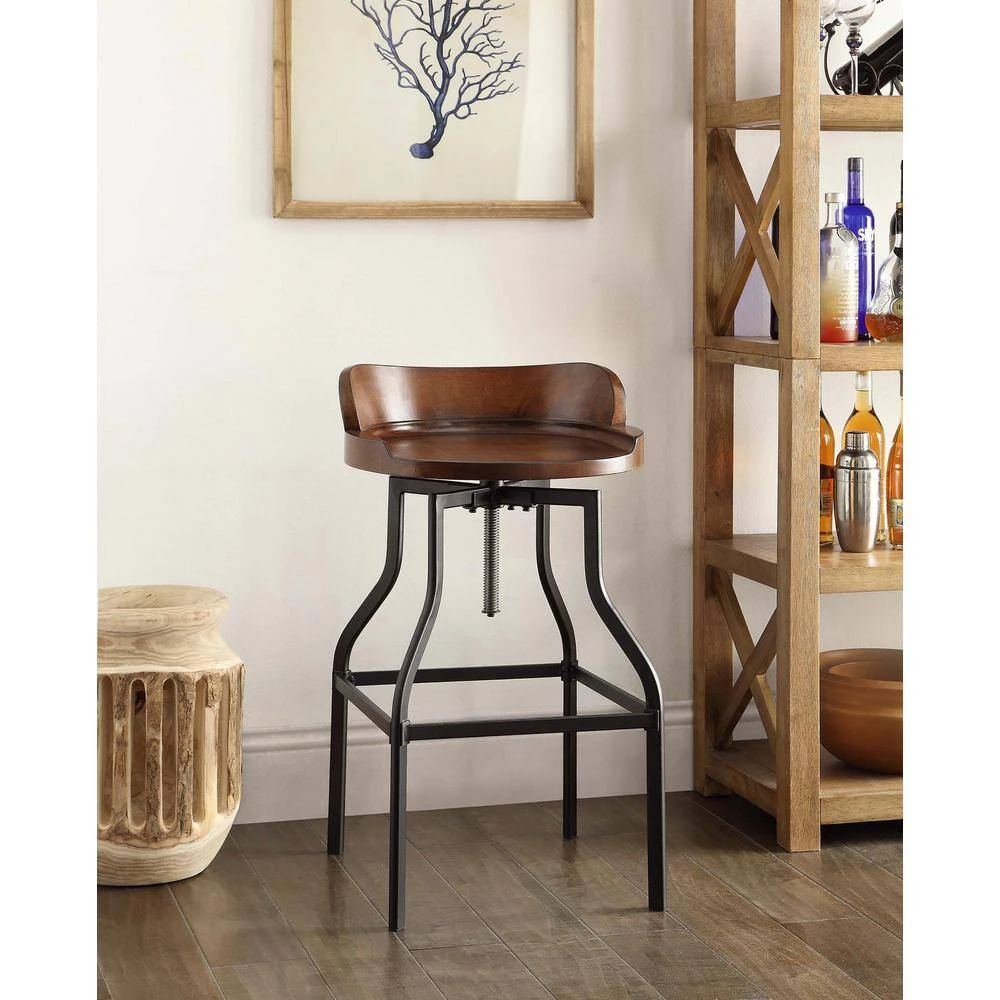 Maris 24 in. to 30.5 in. Chestnut and Black Adjustable Stool by Carolina Cottage 2 Maris 24 in. to 30.5 in. Chestnut and Black Adjustable Stool by Carolina Cottage - Image 2