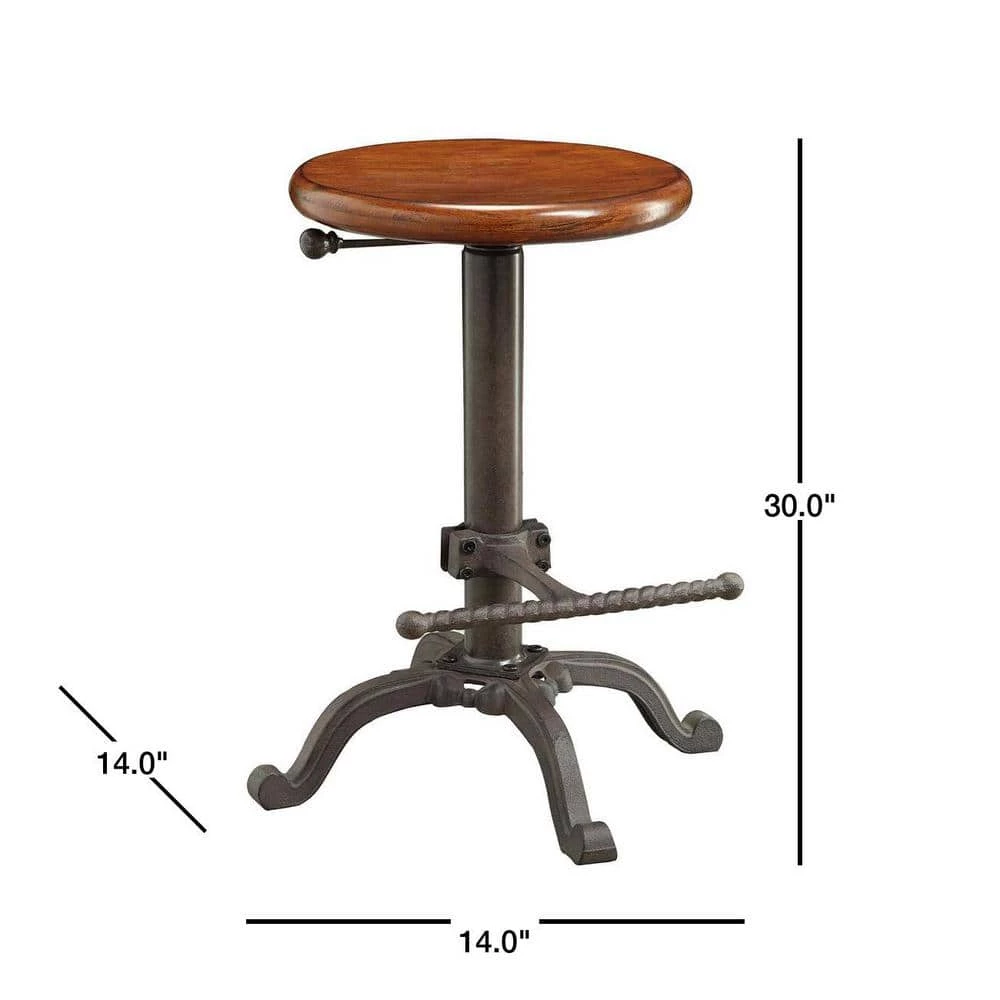 Justin Adjustable Height Black and Chestnut Bar Stool by Carolina Cottage 2 Justin Adjustable Height Black and Chestnut Bar Stool by Carolina Cottage - Image 2