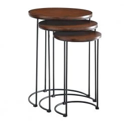 Mackintosh Chestnut and Black Round Nesting Table (Set of 3) by Carolina Cottage