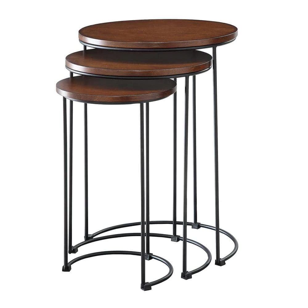 Mackintosh Chestnut and Black Round Nesting Table (Set of 3) by Carolina Cottage 2 Mackintosh Chestnut and Black Round Nesting Table (Set of 3) by Carolina Cottage - Image 2