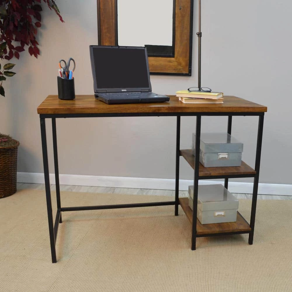 42 in. Rectangular Chestnut/Black Writing Desks with Solid Wood Top by Carolina Cottage 4 42 in. Rectangular Chestnut/Black Writing Desks with Solid Wood Top by Carolina Cottage - Image 4