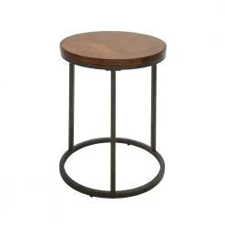 Kinston Chestnut and Industrial Wood Top Accent Table by Carolina Cottage
