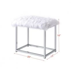 42''L x 20''W Double Glass Vanity set in Chrome with Mirror and Seat by Aoibox 14 42''L x 20''W Double Glass Vanity set in Chrome with Mirror and Seat by Aoibox -Homepop Sales chrome aoibox makeup vanities snmx093 fa 1000