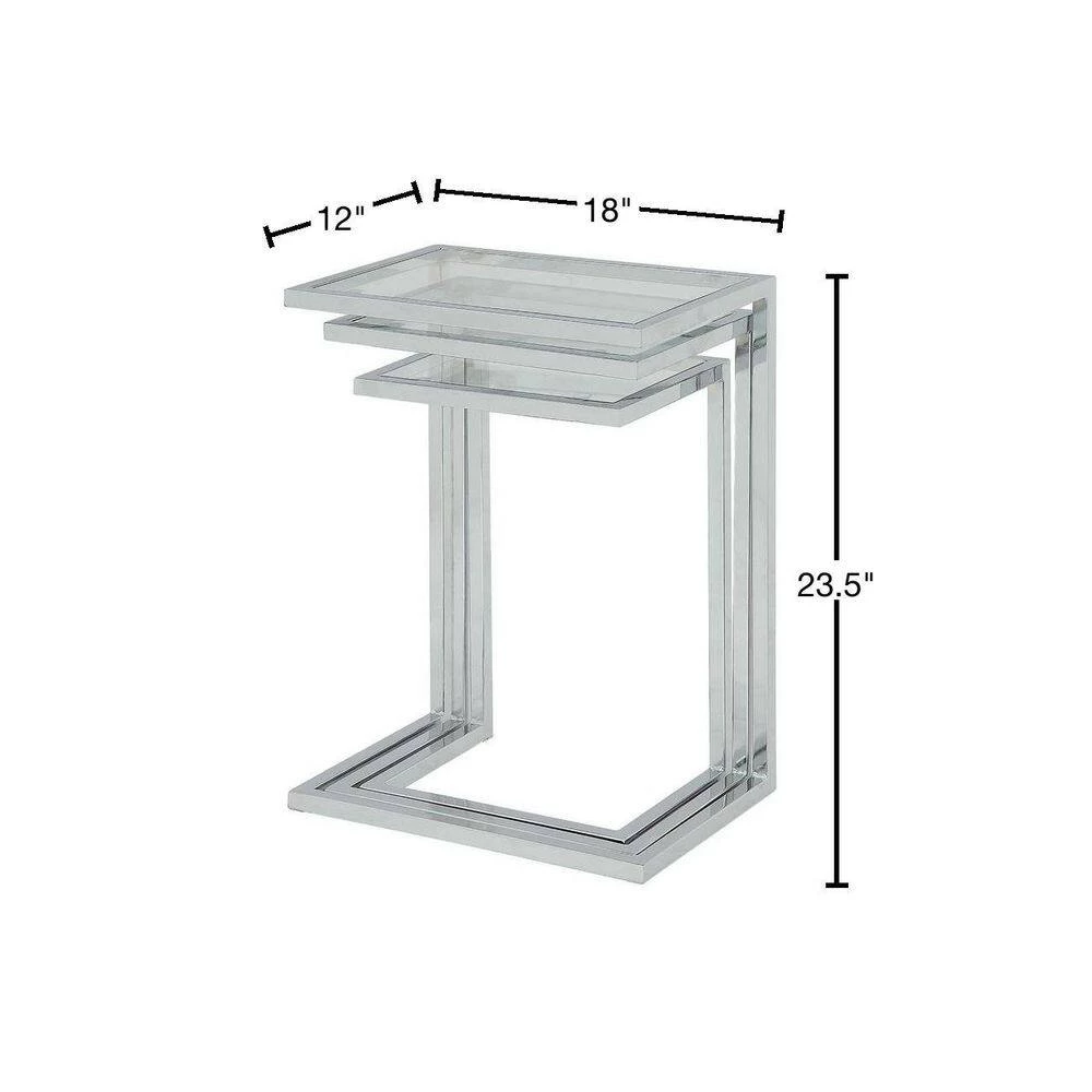 Addison Chrome Glass Top Nesting Table (Set of 3) by Carolina Cottage 3 Addison Chrome Glass Top Nesting Table (Set of 3) by Carolina Cottage - Image 3