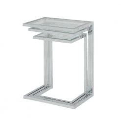 Addison Chrome Glass Top Nesting Table (Set of 3) by Carolina Cottage 9 Addison Chrome Glass Top Nesting Table (Set of 3) by Carolina Cottage -Homepop Sales chrome glass carolina cottage end side tables wss 2016g chr c3 1000