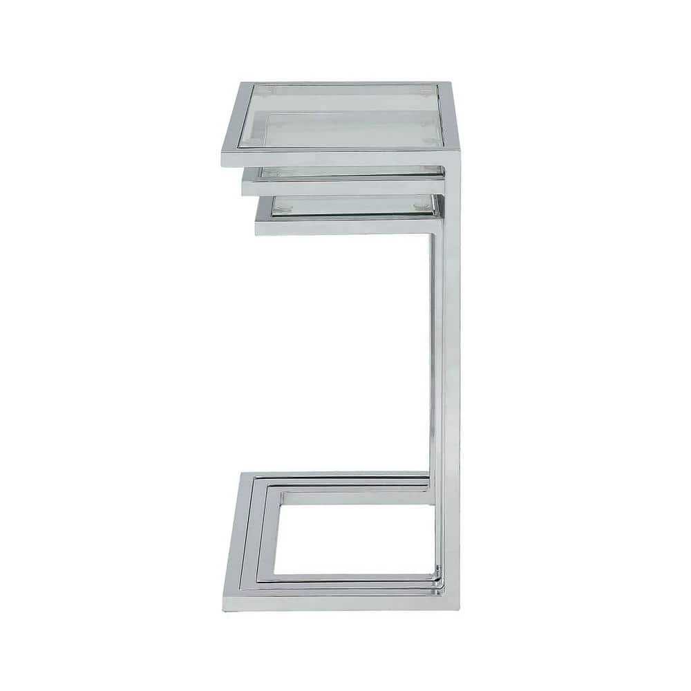 Addison Chrome Glass Top Nesting Table (Set of 3) by Carolina Cottage 2 Addison Chrome Glass Top Nesting Table (Set of 3) by Carolina Cottage - Image 2