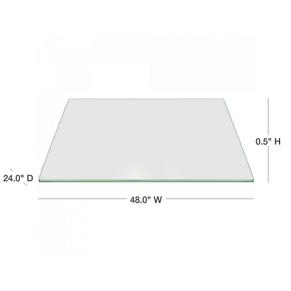 24 in. x 48 in. Clear Rectangle Glass Table Top, 1/2 in. Thick Flat Edge Polished Tempered Radius Corners by Fab Glass and Mirror 3 24 in. x 48 in. Clear Rectangle Glass Table Top, 1/2 in. Thick Flat Edge Polished Tempered Radius Corners by Fab Glass and Mirror - Image 3