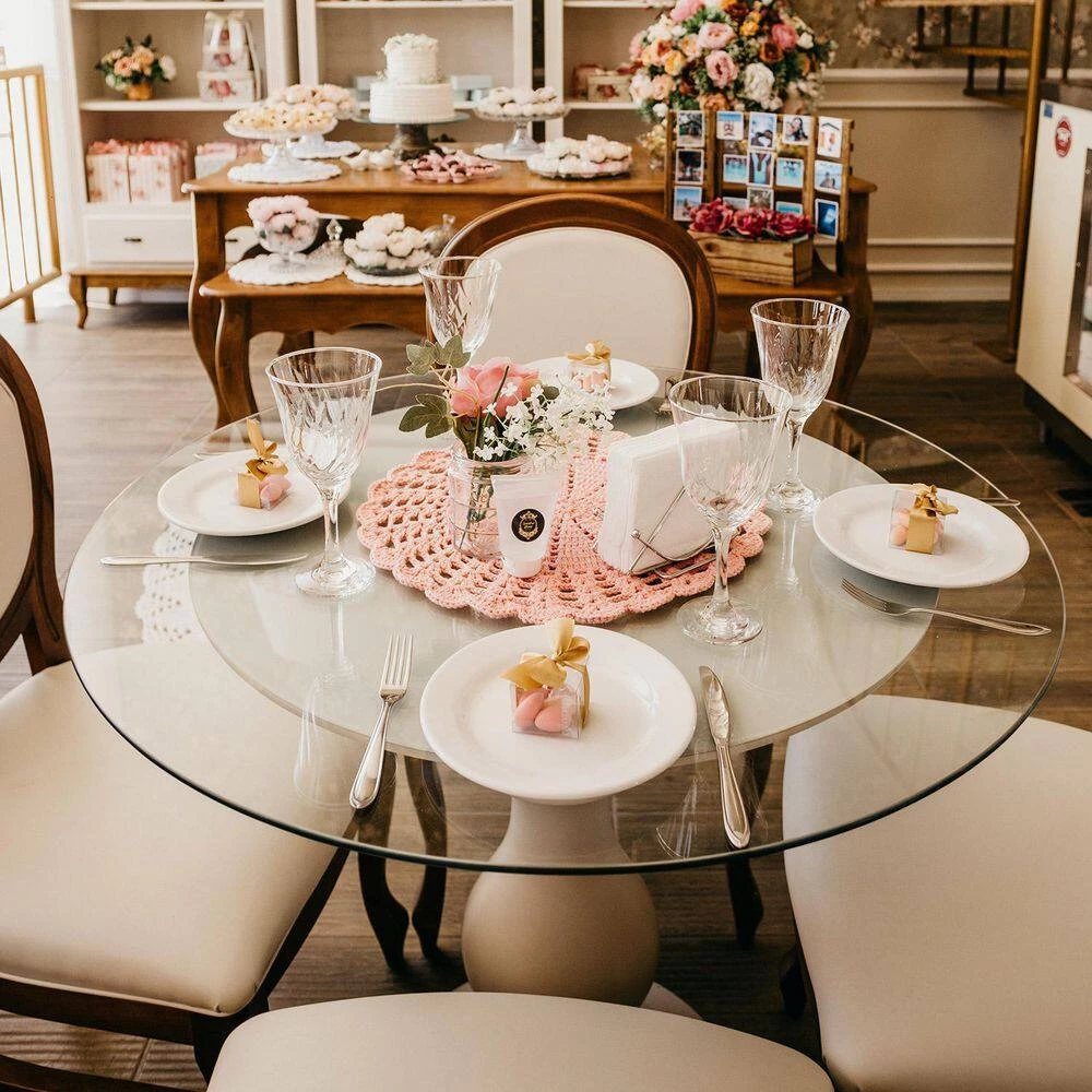 54 in. Clear Round Patio Glass Table Top, 1/4 in. Thickness Tempered Flat Edge Polished W/ 2 in. Hole by Fab Glass and Mirror 10 54 in. Clear Round Patio Glass Table Top, 1/4 in. Thickness Tempered Flat Edge Polished W/ 2 in. Hole by Fab Glass and Mirror - Image 10