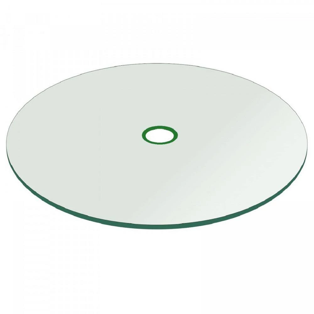 54 in. Clear Round Patio Glass Table Top, 1/4 in. Thickness Tempered Flat Edge Polished W/ 2 in. Hole by Fab Glass and Mirror 3 54 in. Clear Round Patio Glass Table Top, 1/4 in. Thickness Tempered Flat Edge Polished W/ 2 in. Hole by Fab Glass and Mirror - Image 3