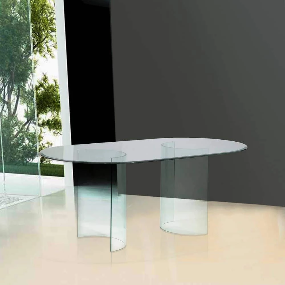 24 in. x 48 in. Oval Racetrack 1/2 in. Thick 1 in. Clear Beveled Tempered Glass by Fab Glass and Mirror 2 24 in. x 48 in. Oval Racetrack 1/2 in. Thick 1 in. Clear Beveled Tempered Glass by Fab Glass and Mirror - Image 2