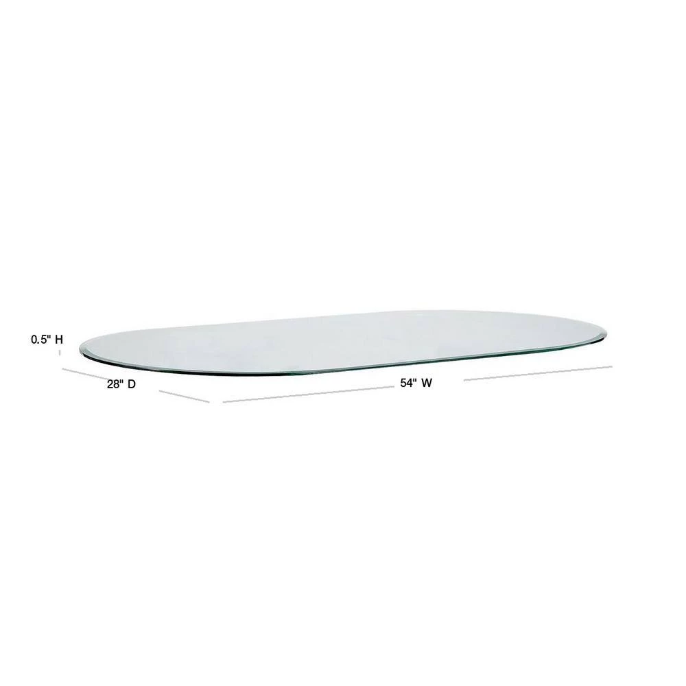 28 in. x 54 in. Clear Oval Racetrack 1/2 in. Thick 1 in. Beveled Tempered Glass by Fab Glass and Mirror 3 28 in. x 54 in. Clear Oval Racetrack 1/2 in. Thick 1 in. Beveled Tempered Glass by Fab Glass and Mirror - Image 3