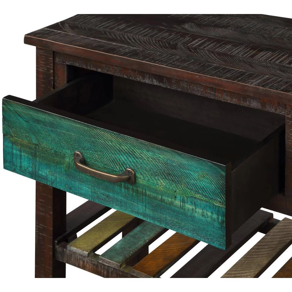 Colorful Wood Console Table with Drawers and 2 Tiers Shelves for Entryway Hallway Bathroom Living Room by Aoibox 7 Colorful Wood Console Table with Drawers and 2 Tiers Shelves for Entryway Hallway Bathroom Living Room by Aoibox - Image 7