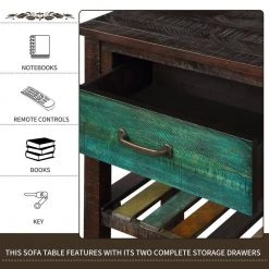 Colorful Wood Console Table with Drawers and 2 Tiers Shelves for Entryway Hallway Bathroom Living Room by Aoibox 21 Colorful Wood Console Table with Drawers and 2 Tiers Shelves for Entryway Hallway Bathroom Living Room by Aoibox -Homepop Sales colorful aoibox console tables snmx2159 76 1000