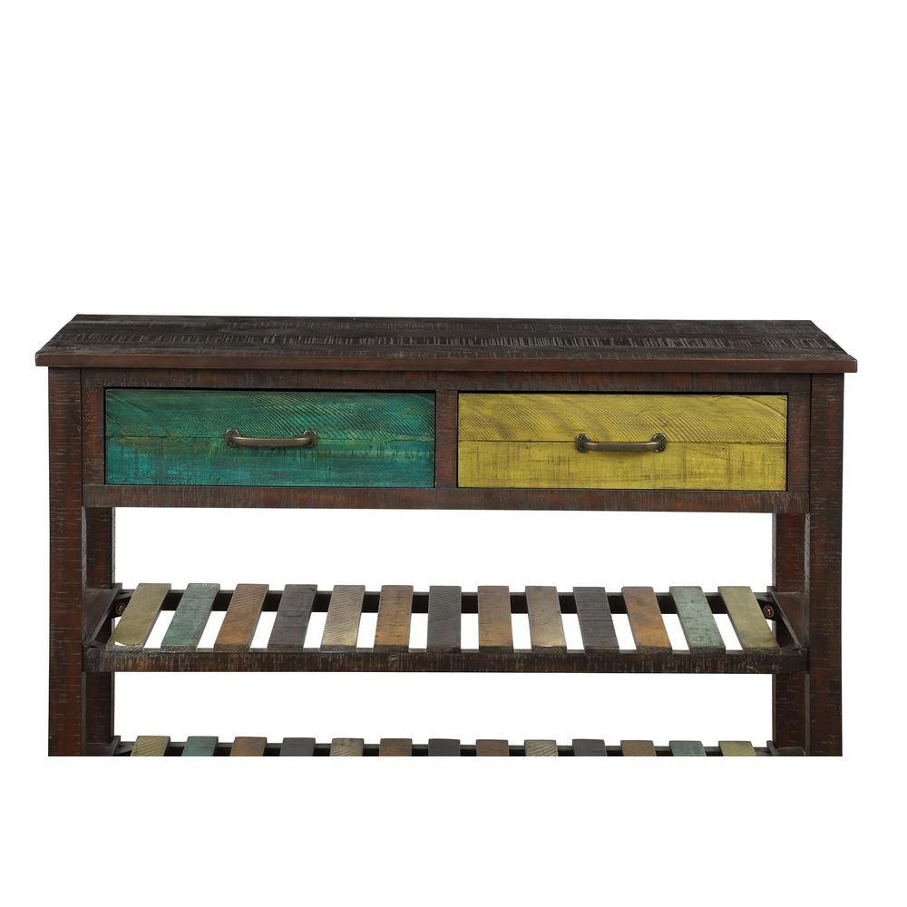 Colorful Wood Console Table with Drawers and 2 Tiers Shelves for Entryway Hallway Bathroom Living Room by Aoibox 5 Colorful Wood Console Table with Drawers and 2 Tiers Shelves for Entryway Hallway Bathroom Living Room by Aoibox - Image 5
