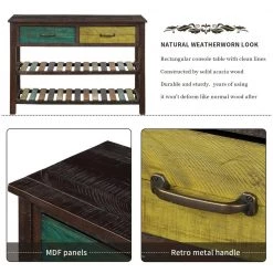 Colorful Wood Console Table with Drawers and 2 Tiers Shelves for Entryway Hallway Bathroom Living Room by Aoibox 20 Colorful Wood Console Table with Drawers and 2 Tiers Shelves for Entryway Hallway Bathroom Living Room by Aoibox -Homepop Sales colorful aoibox console tables snmx2159 fa 1000