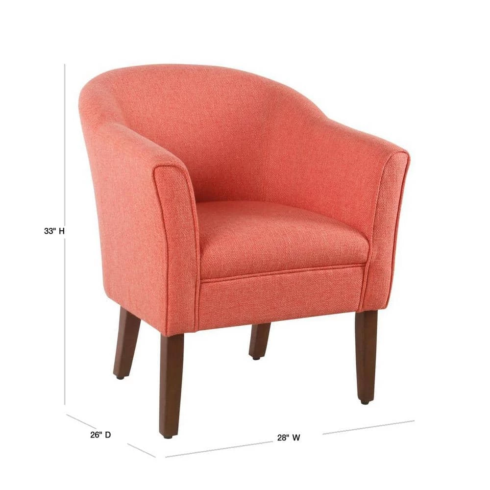 Chunky Barrel Shaped Coral Orange Textured Accent Chair by Homepop 3 Chunky Barrel Shaped Coral Orange Textured Accent Chair by Homepop - Image 3