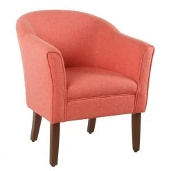 Chunky Barrel Shaped Coral Orange Textured Accent Chair by Homepop