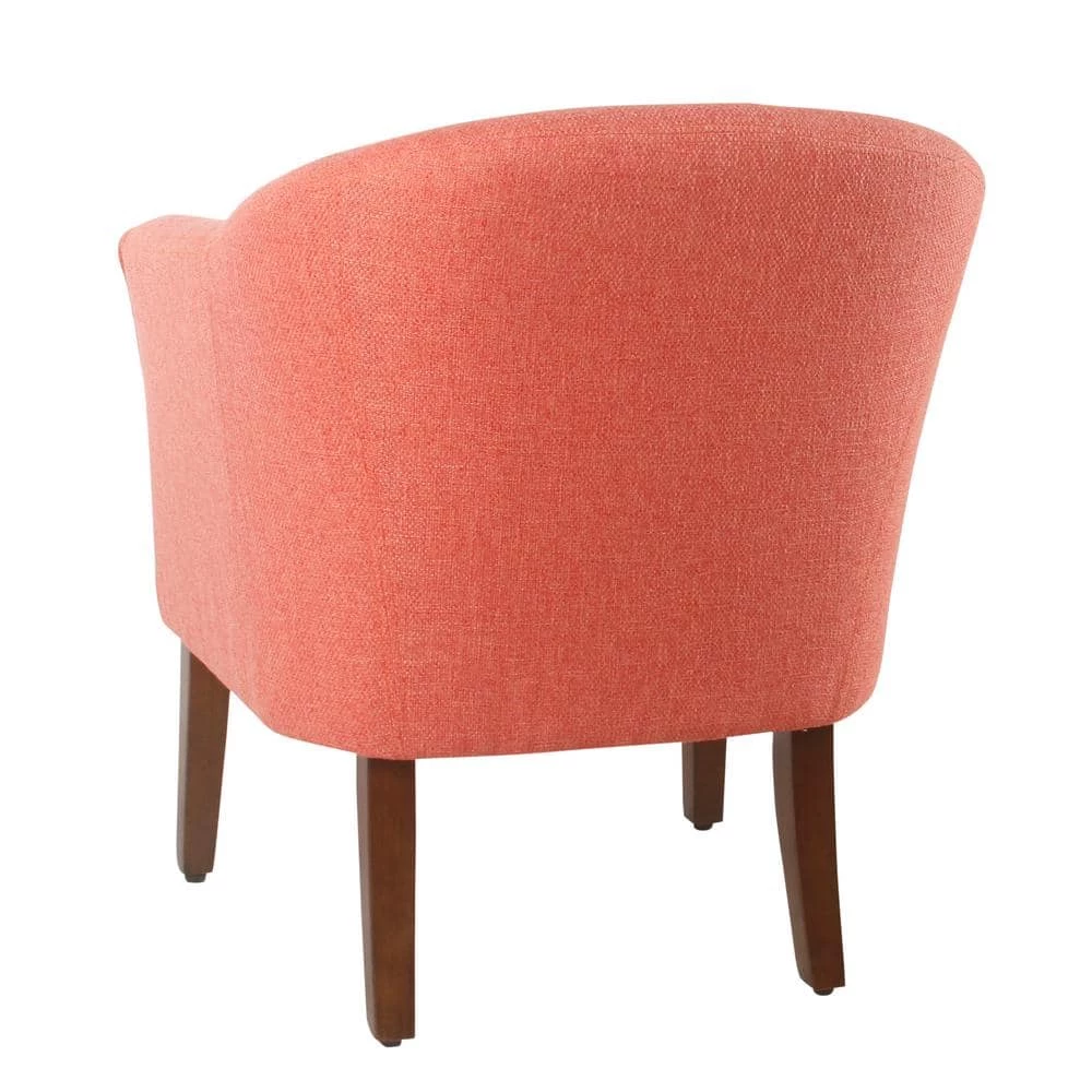 Chunky Barrel Shaped Coral Orange Textured Accent Chair by Homepop 5 Chunky Barrel Shaped Coral Orange Textured Accent Chair by Homepop - Image 5
