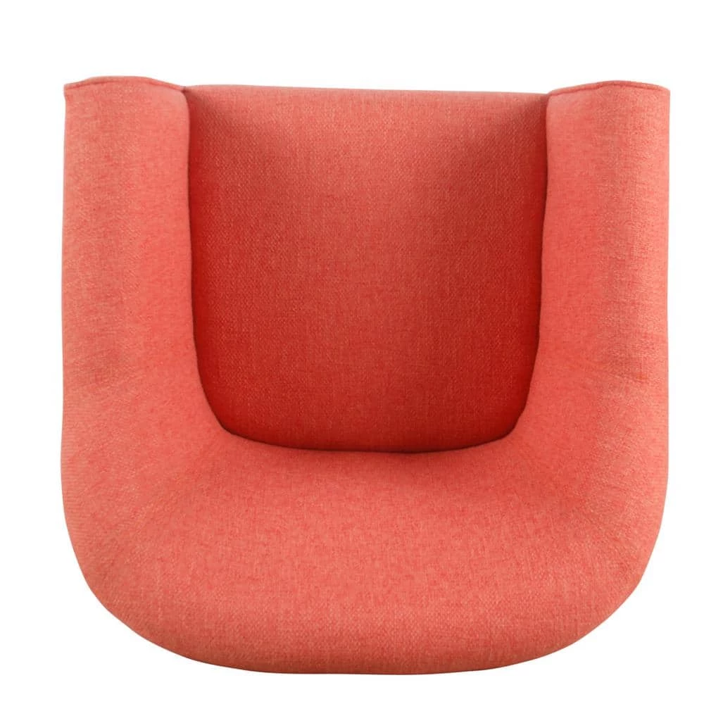 Chunky Barrel Shaped Coral Orange Textured Accent Chair by Homepop 4 Chunky Barrel Shaped Coral Orange Textured Accent Chair by Homepop - Image 4
