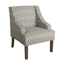 Gray Trellis Finley Swoop Arm Accent Chair by Homepop