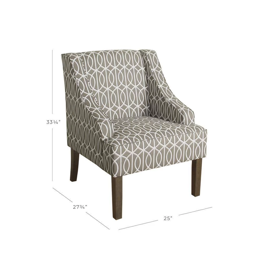 Gray Trellis Finley Swoop Arm Accent Chair by Homepop 2 Gray Trellis Finley Swoop Arm Accent Chair by Homepop - Image 2