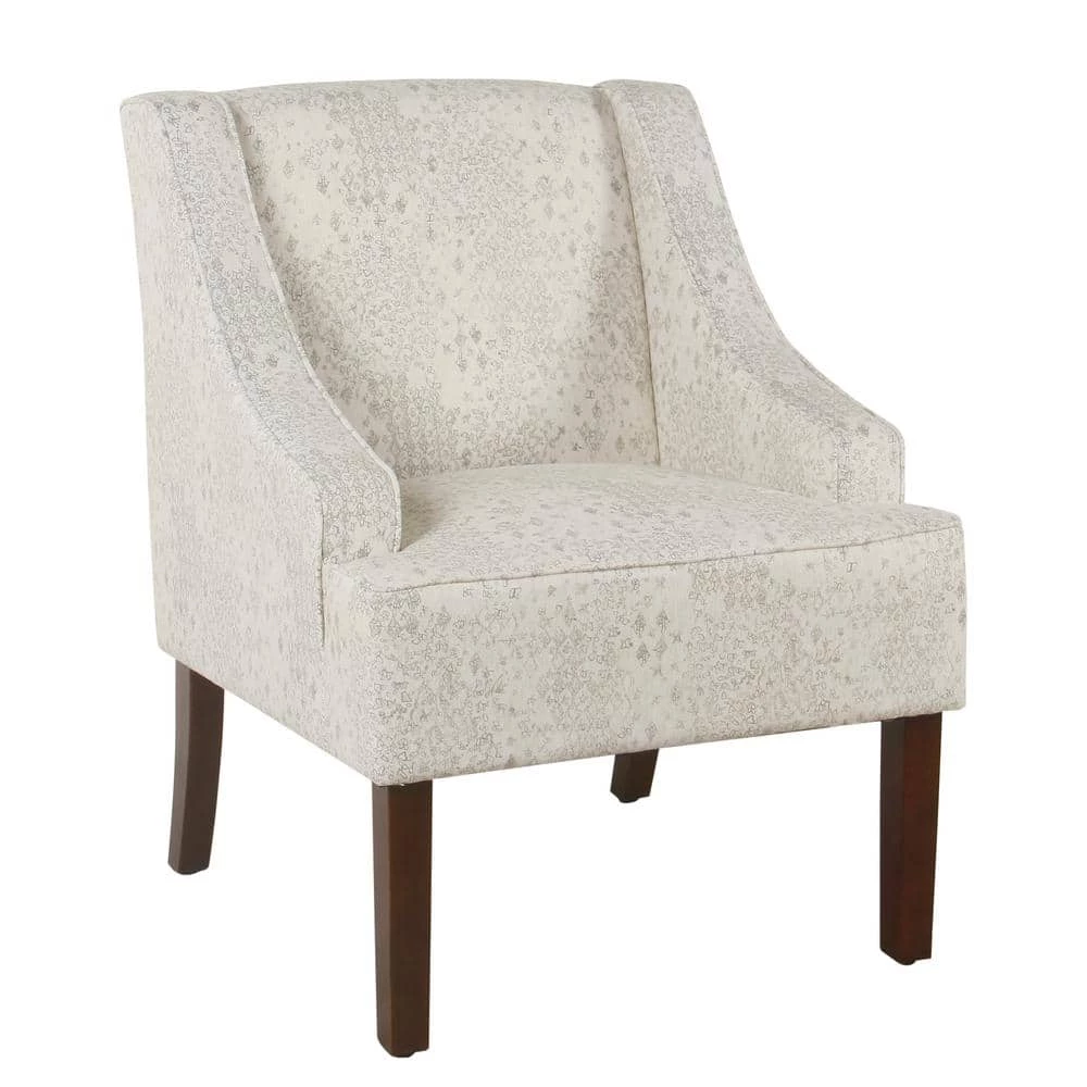 Distressed Cream and Gray Vintage Stencil Classic Swoop Arm Accent Chair by Homepop 8 Distressed Cream and Gray Vintage Stencil Classic Swoop Arm Accent Chair by Homepop - Image 8