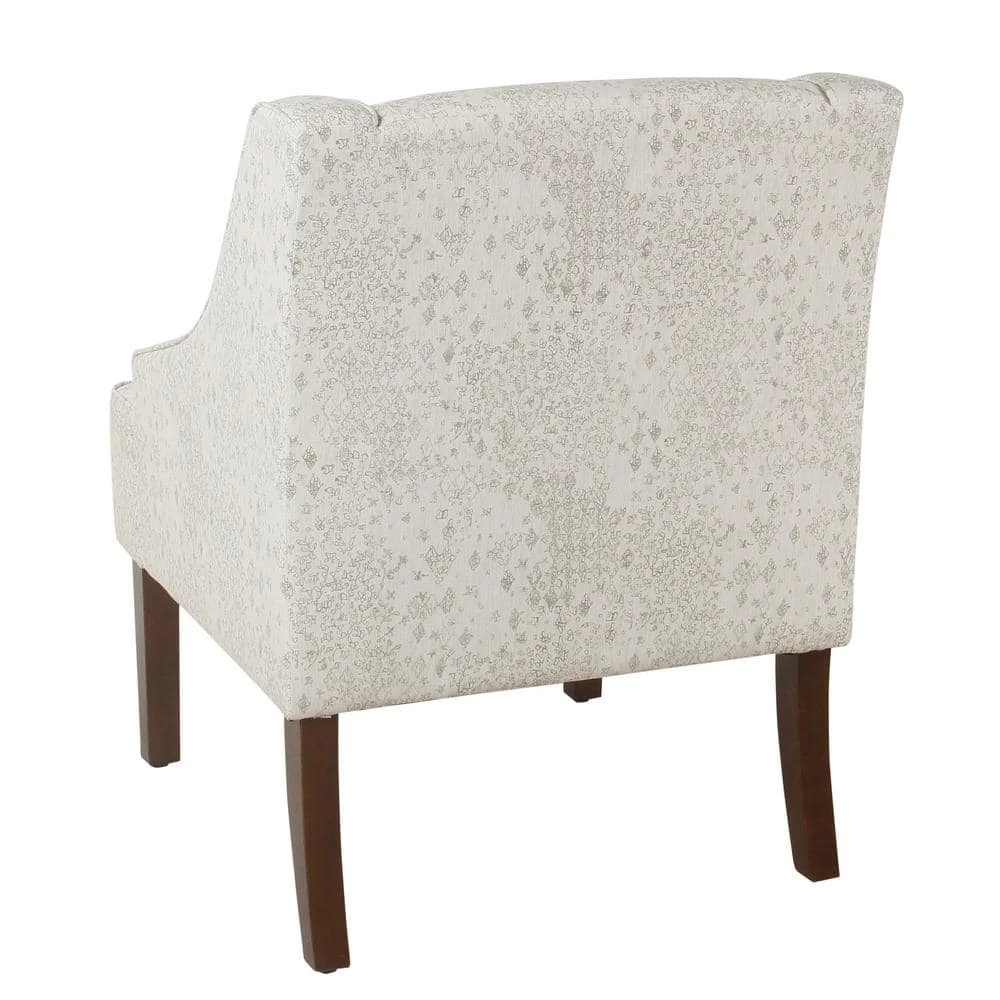 Distressed Cream and Gray Vintage Stencil Classic Swoop Arm Accent Chair by Homepop 5 Distressed Cream and Gray Vintage Stencil Classic Swoop Arm Accent Chair by Homepop - Image 5